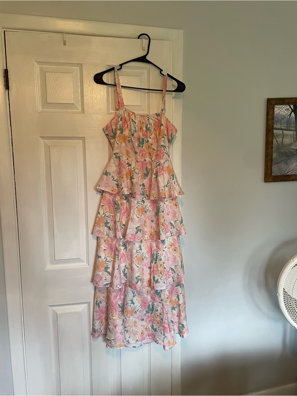 Floral Tiered Pink Sundress Small